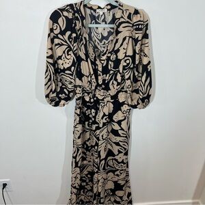 Umgee Black and Tan Floral Jumpsuit  | Size S